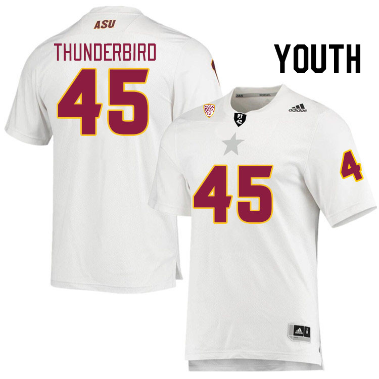 Youth #45 K'Vion Thunderbird Arizona State Sun Devils College Football Jerseys Stitched Sale-White - Click Image to Close
